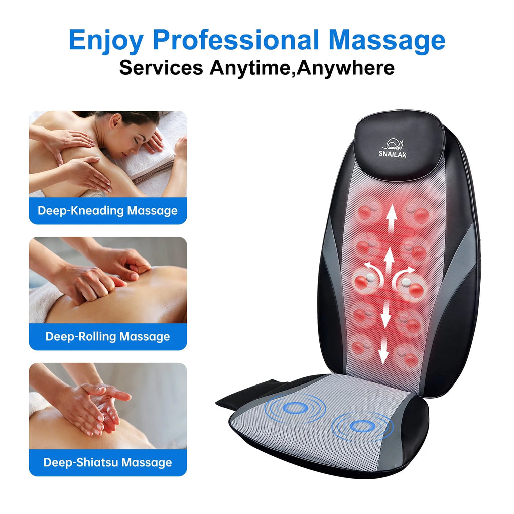 Back Massager with Heat, Deep Kneading Seat Cushion Massager for Office Chair, Gifts - thewrightstore