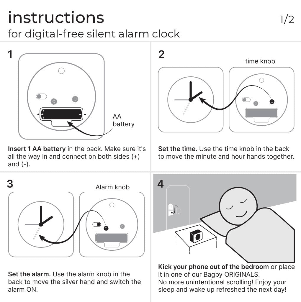 Bagby CLASSIC - Silent Alarm Clock - thewrightstore