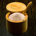 Bamboo Salt Container filled with Pink Himalayan Salt - thewrightstore