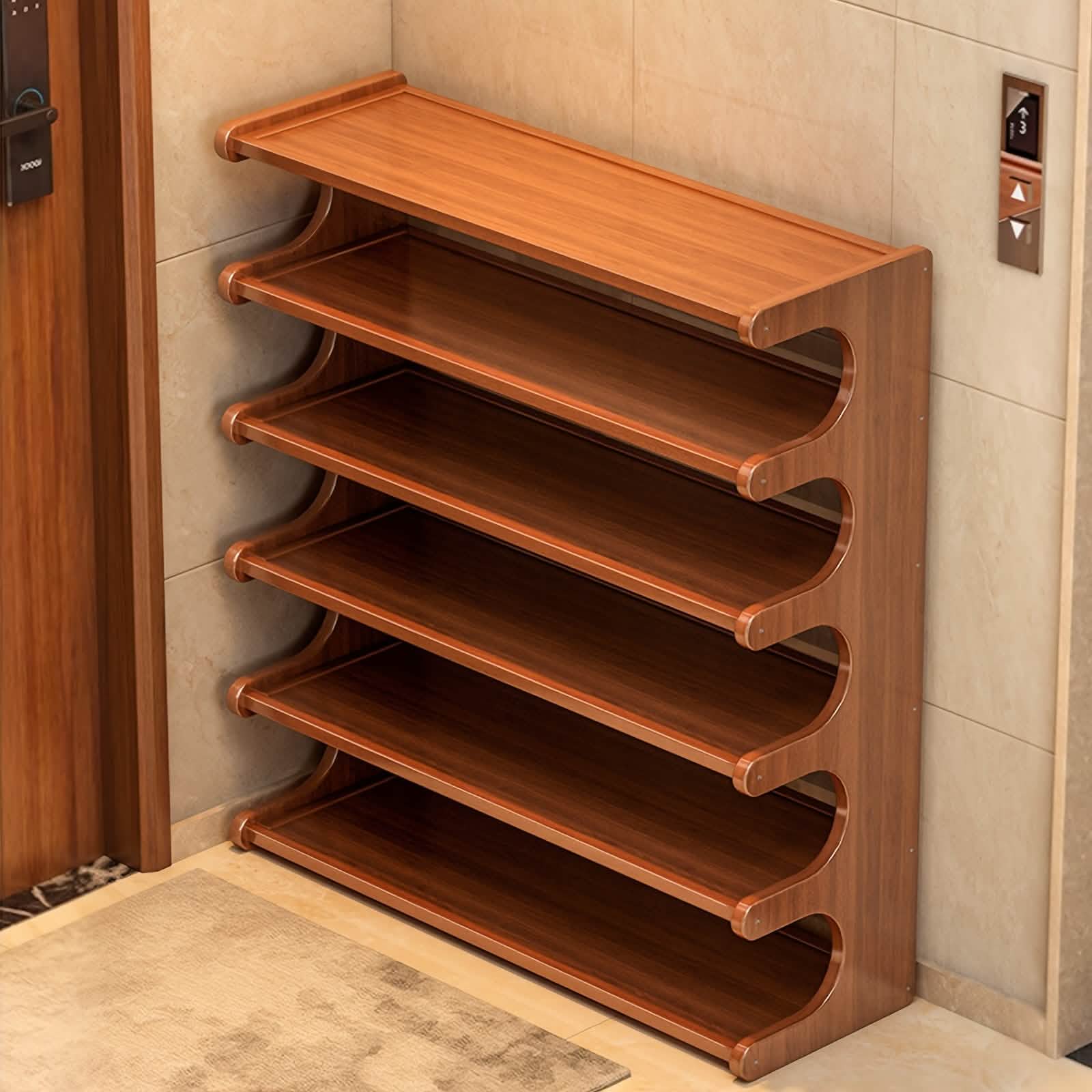 Bamboo Shoe Rack Organizer – 5 or 6 Tier, Space - Saving Storage - thewrightstore