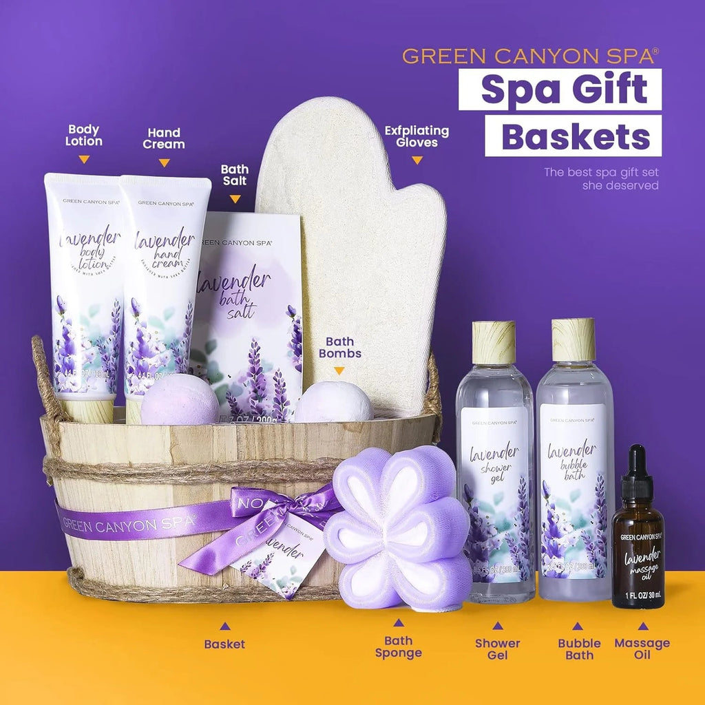 Bath Gift Sets for Women, 11Pcs Lavender Spa Baskets Gift Kits, Relaxing Birthday Mothers Day Gifts for Mom!