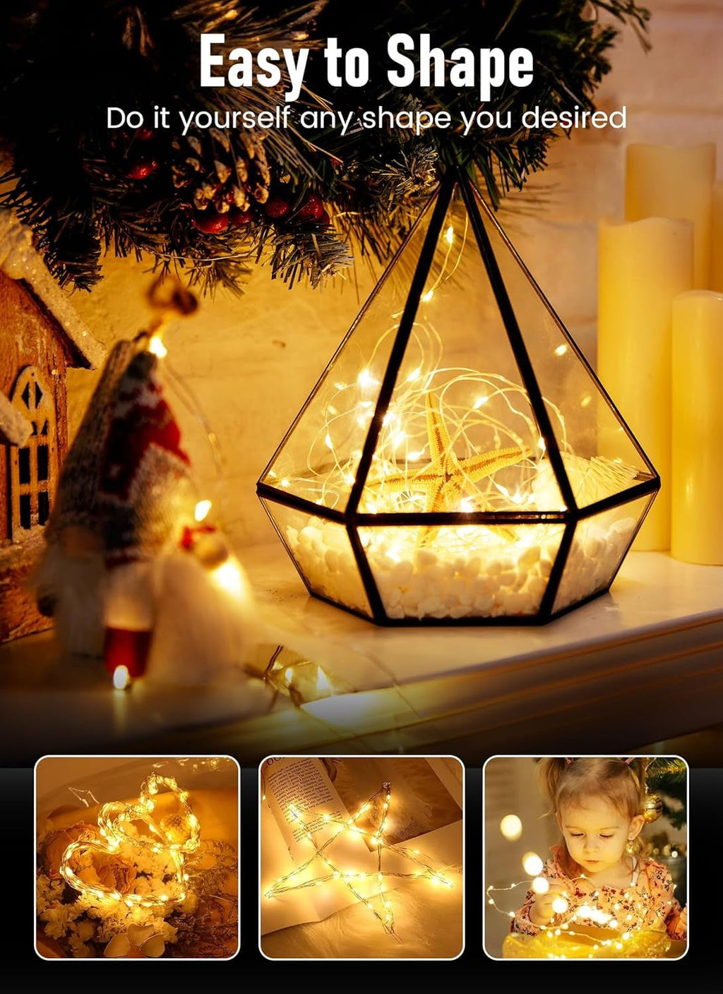Battery Operated Fairy Lights - 2 Pack 33FT 100 LED Mini String Lights, Waterproof Copper Wire Twinkle Lights for Indoor and Outdoor Home, Wedding, and Christmas Decoration, Warm White - thewrightstore