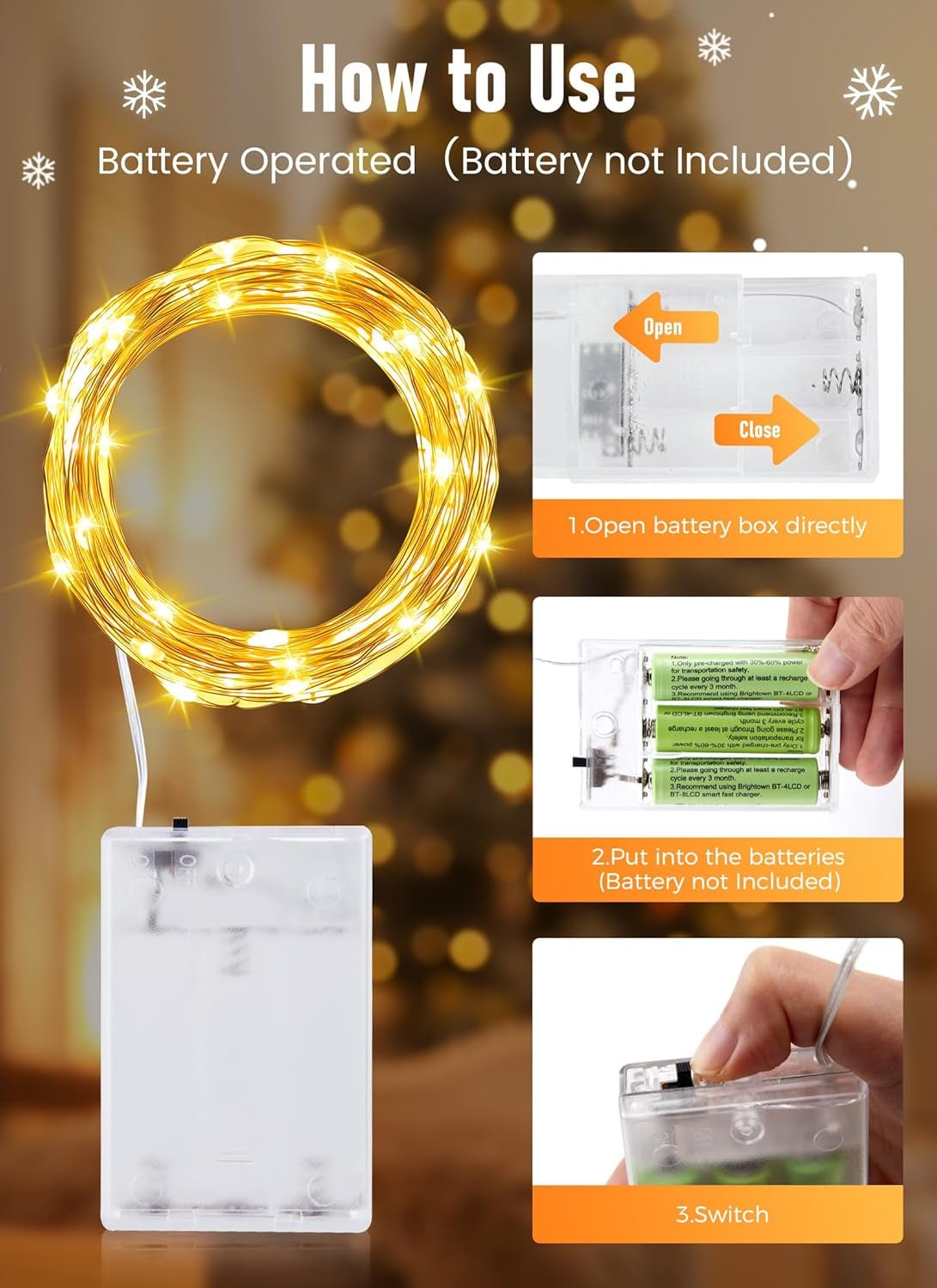 Battery Operated Fairy Lights - 2 Pack 33FT 100 LED Mini String Lights, Waterproof Copper Wire Twinkle Lights for Indoor and Outdoor Home, Wedding, and Christmas Decoration, Warm White - thewrightstore