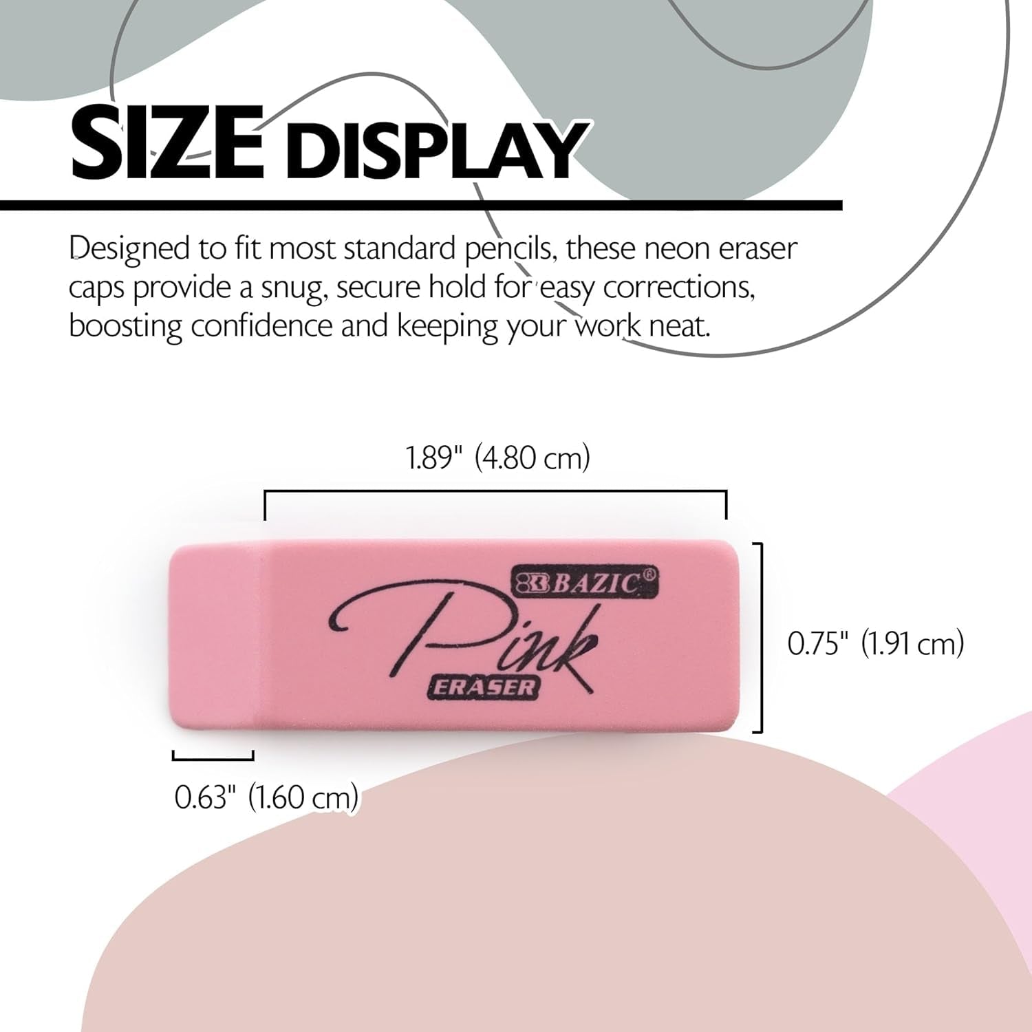 BAZIC Products Latex-Free Pink Bevel Block Erasers, Large Size for Classroom, Office, and Art Applications, Smooth Correction for Writing and Sketching, 4 Count, 2 Pack - thewrightstore