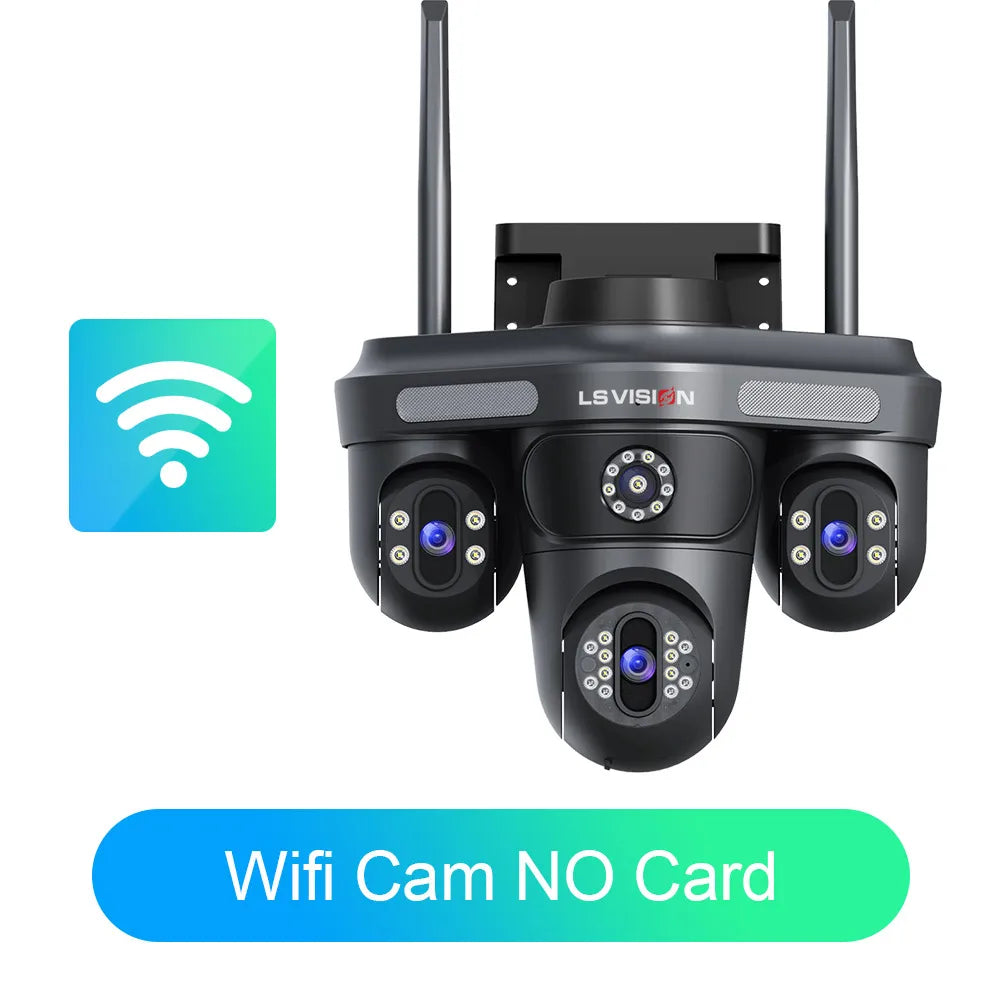 LS VISION Three Screen Camera WIFI 15MP 6K Three Lens Monitor Night Vision Security Protection 3 PTZ Lens Video Surveillance