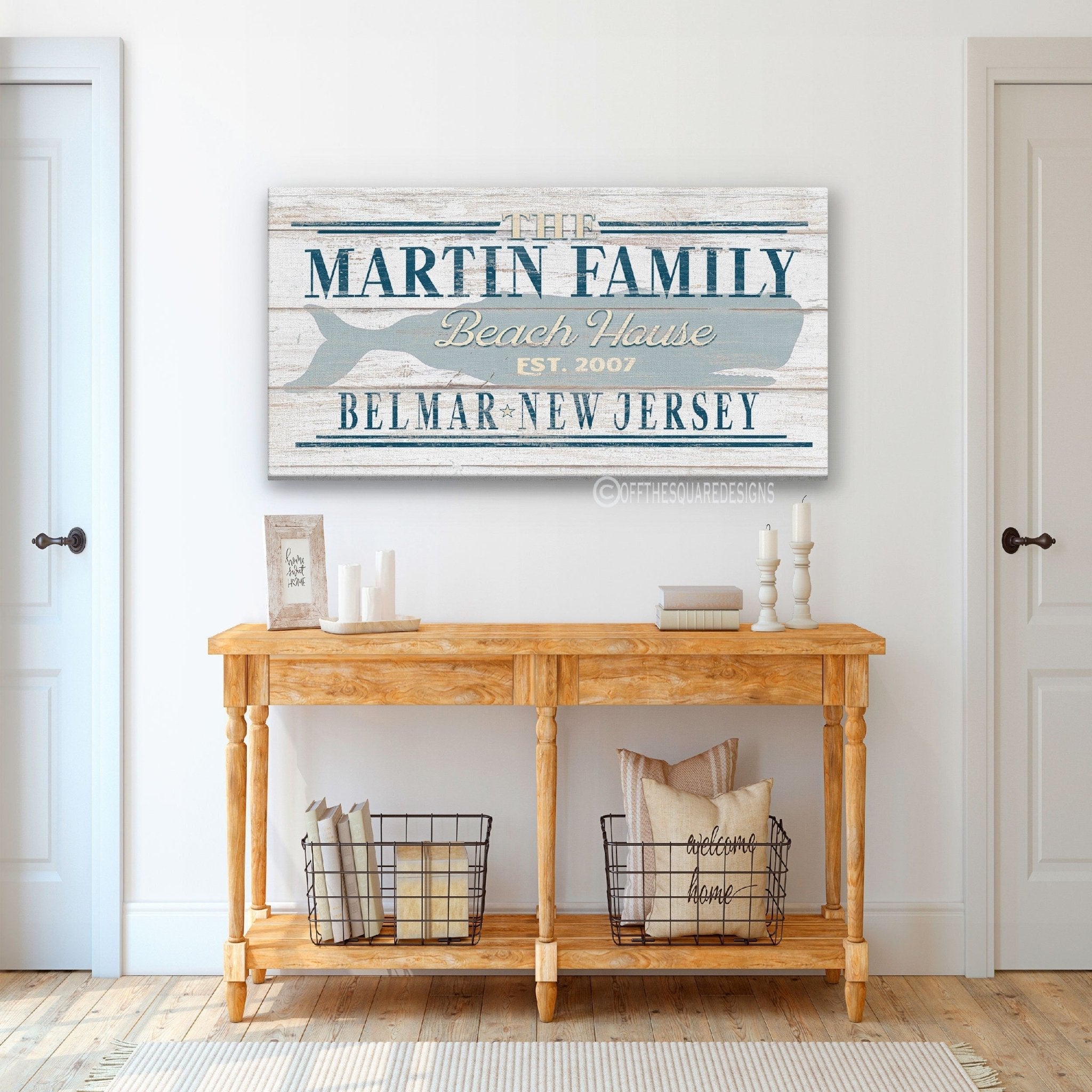 Beach House Family Name Whale Sign - thewrightstore