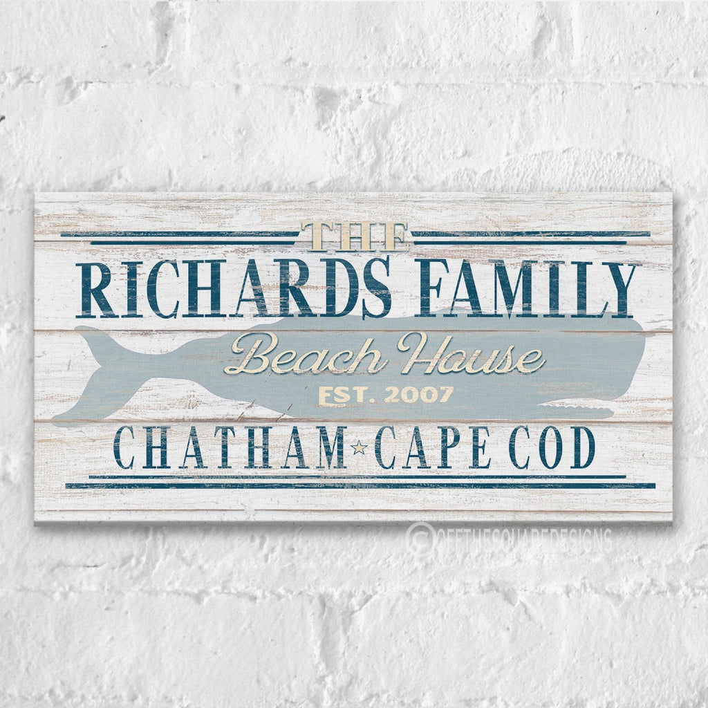 Beach House Family Name Whale Sign - thewrightstore