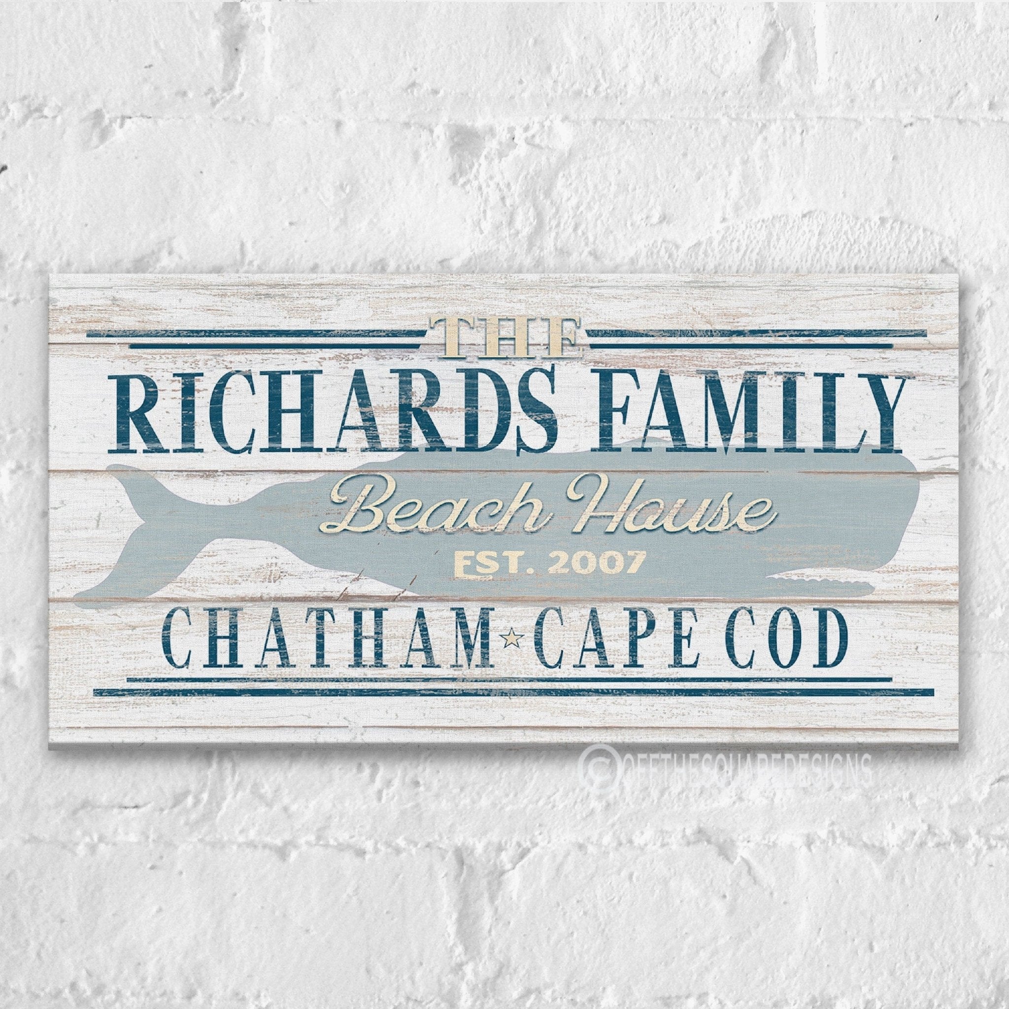 Beach House Family Name Whale Sign - thewrightstore