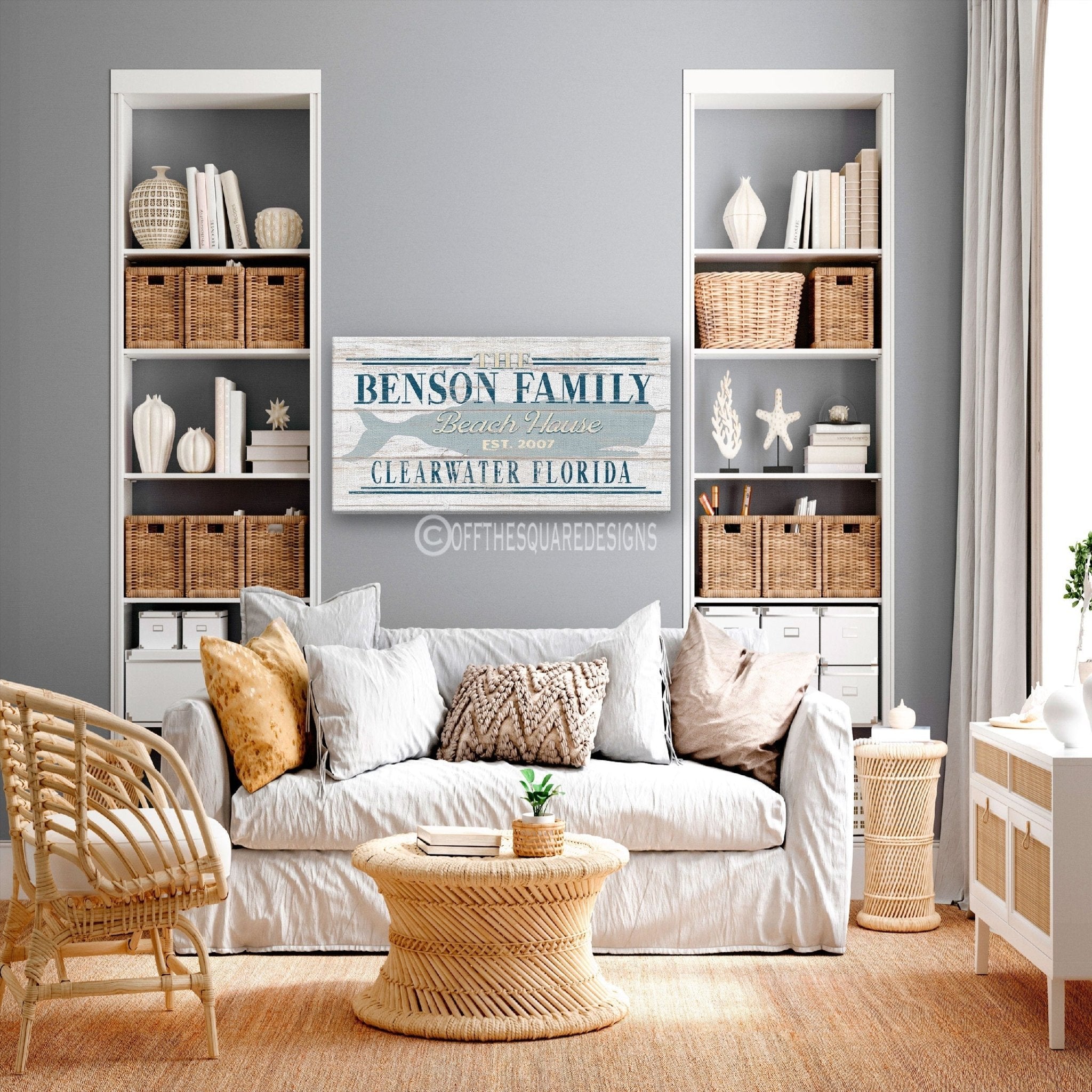 Beach House Family Name Whale Sign - thewrightstore
