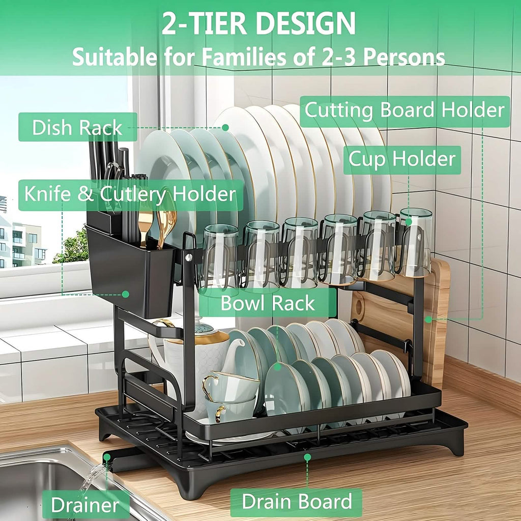 Black Metal Dish Rack – 2 - Layer / 3 - Layer - thewrightstore