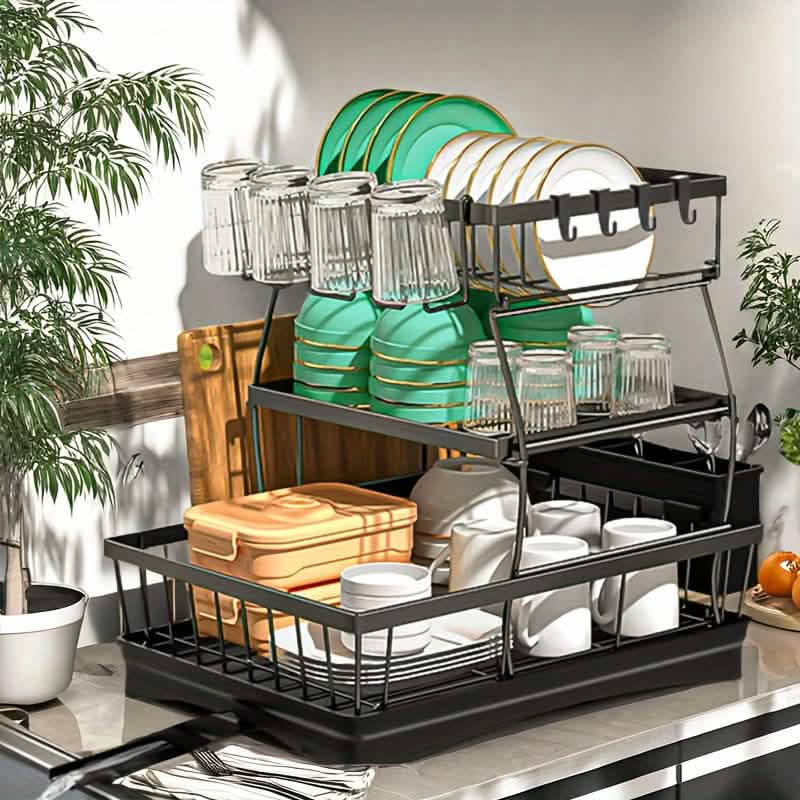 Black Metal Dish Rack – 2 - Layer / 3 - Layer - thewrightstore