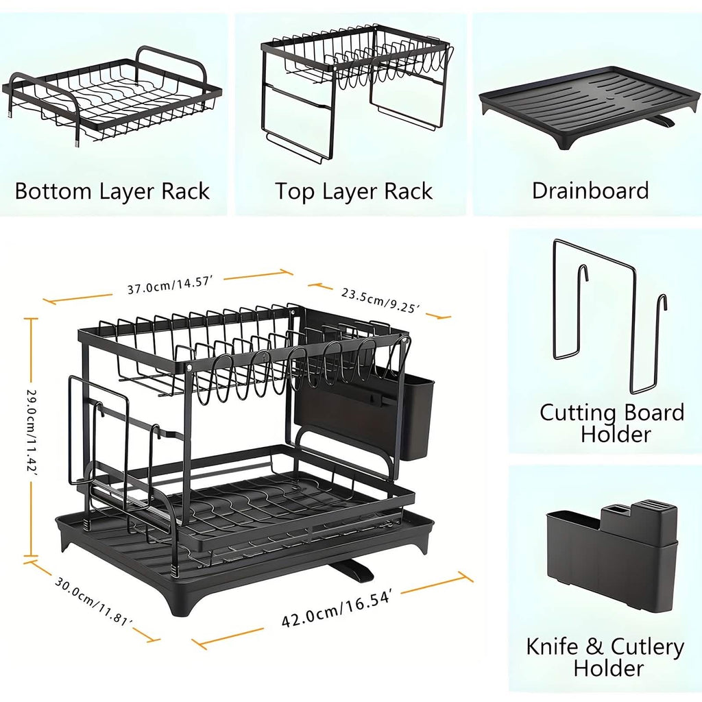 Black Metal Dish Rack – 2 - Layer / 3 - Layer - thewrightstore