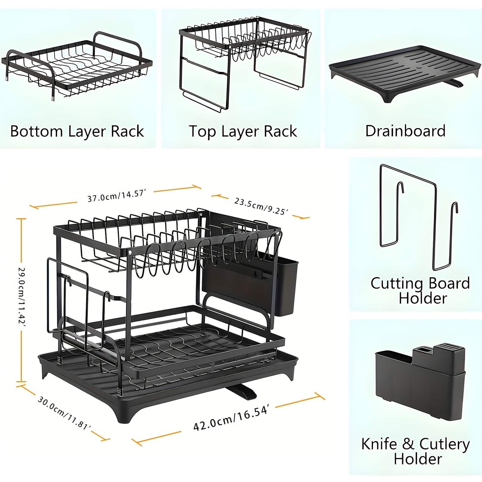 Black Metal Dish Rack – 2 - Layer / 3 - Layer - thewrightstore