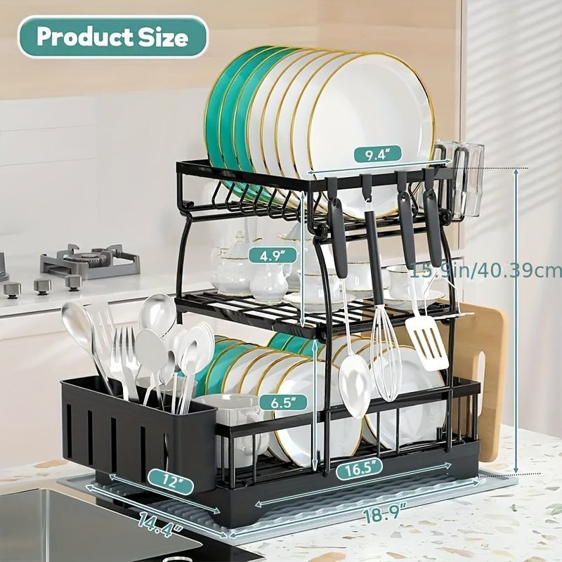 Black Metal Dish Rack – 2 - Layer / 3 - Layer - thewrightstore