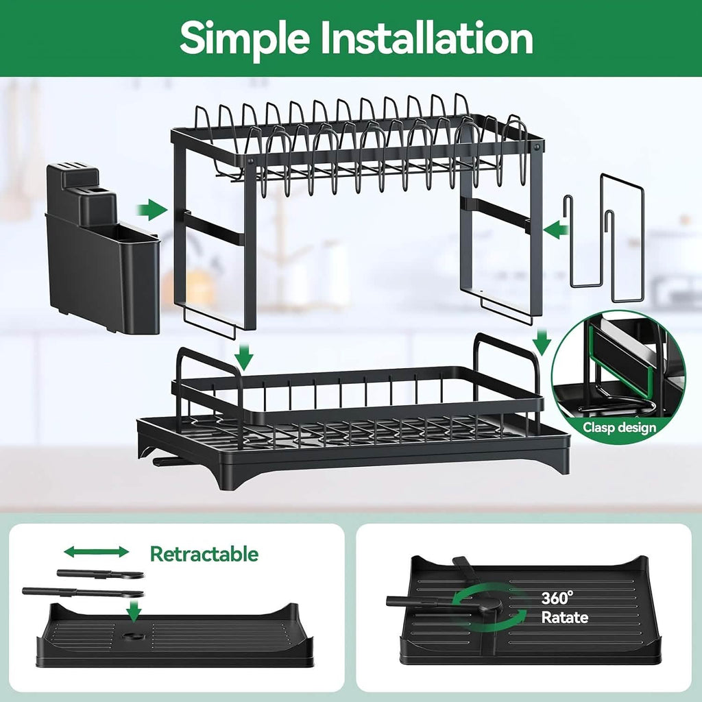 Black Metal Dish Rack – 2 - Layer / 3 - Layer - thewrightstore