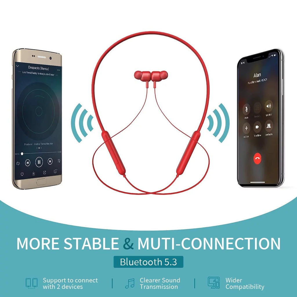 Bluetooth Earbuds Wireless Headphones Bluetooth 5.3 Running Headphones IPX7 Waterproof Earphones with 12 Hrs Playtime Stereo Sound Isolation Headsets for Workout Gym,Red - thewrightstore