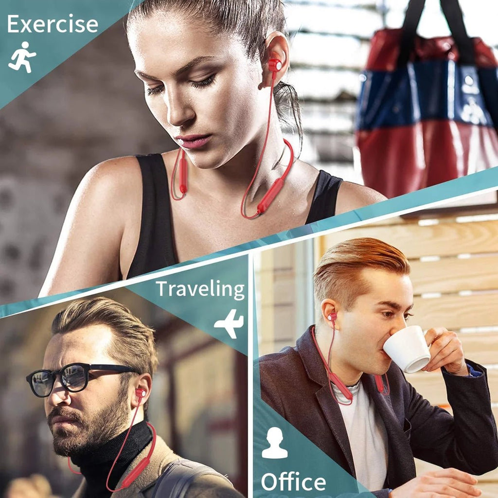Bluetooth Earbuds Wireless Headphones Bluetooth 5.3 Running Headphones IPX7 Waterproof Earphones with 12 Hrs Playtime Stereo Sound Isolation Headsets for Workout Gym,Red - thewrightstore