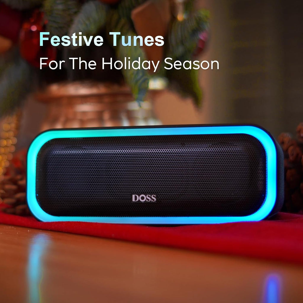 Bluetooth Speaker, Soundbox Pro Wireless Speaker with 20W Stereo Sound, Active Extra Bass, Bluetooth5.0, IPX6 Waterproof, Wireless Stereo Pairing, Multi - Colors Lights, 20Hrs Playtime - Blue - thewrightstore