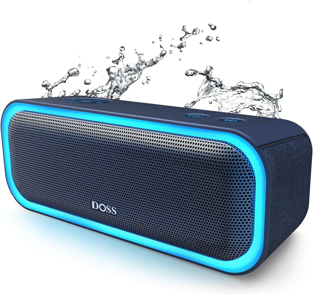 Bluetooth Speaker, Soundbox Pro Wireless Speaker with 20W Stereo Sound, Active Extra Bass, Bluetooth5.0, IPX6 Waterproof, Wireless Stereo Pairing, Multi - Colors Lights, 20Hrs Playtime - Blue - thewrightstore