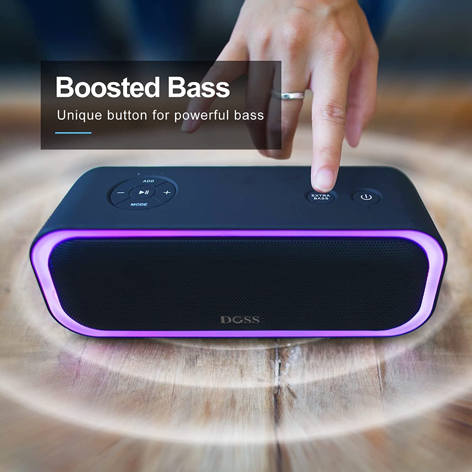 Bluetooth Speaker, Soundbox Pro Wireless Speaker with 20W Stereo Sound, Active Extra Bass, Bluetooth5.0, IPX6 Waterproof, Wireless Stereo Pairing, Multi - Colors Lights, 20Hrs Playtime - Blue - thewrightstore