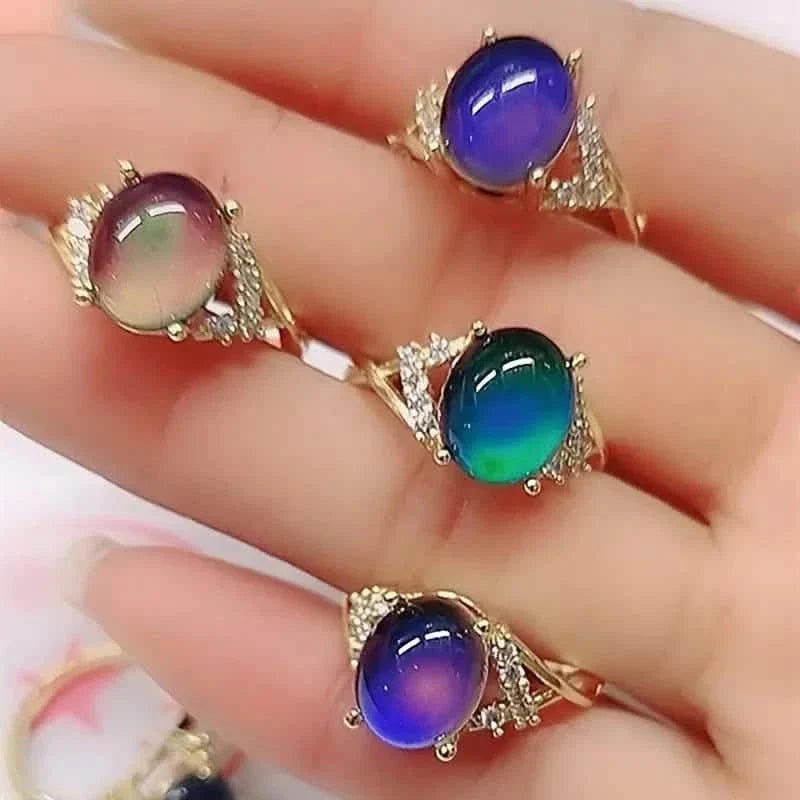Boho Style Color Changing Mood Stone Cuff Rings - thewrightstore