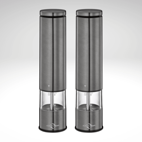 "Boston" Electric Salt and Pepper Mill, s/s, acrylic, 2" dia. x 9" - thewrightstore