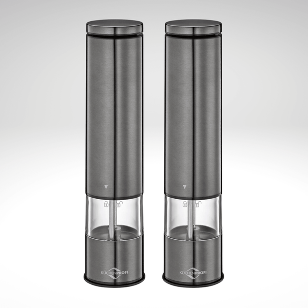 "Boston" Electric Salt and Pepper Mill, s/s, acrylic, 2" dia. x 9" - thewrightstore