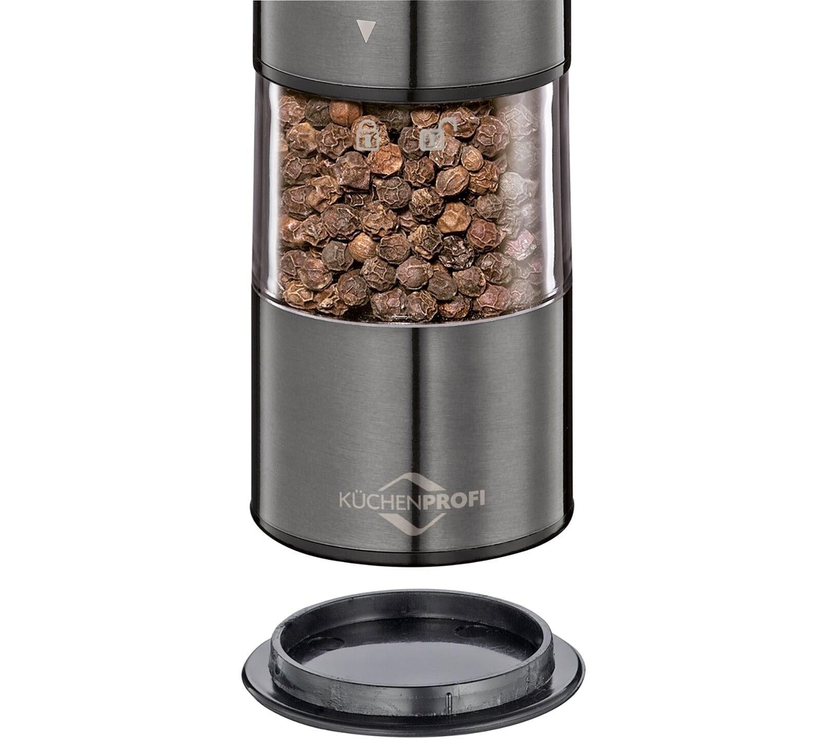 "Boston" Electric Salt and Pepper Mill, s/s, acrylic, 2" dia. x 9" - thewrightstore