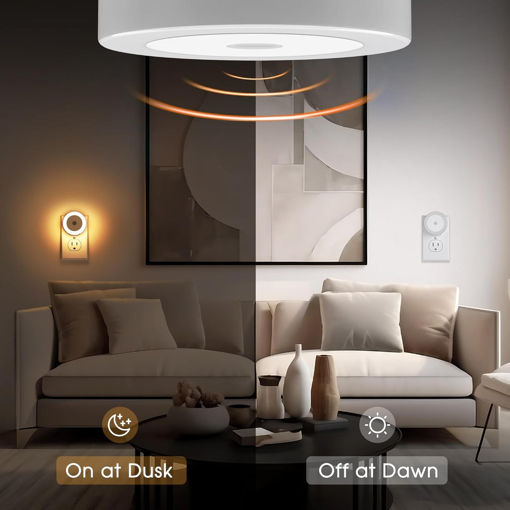Briignite LED Night Lights for Children and Home, 4-Pack, Plug-In with Light Sensors, Warm White Illumination for Kids' Rooms, Bathrooms, Stairs, and Hallways - thewrightstore