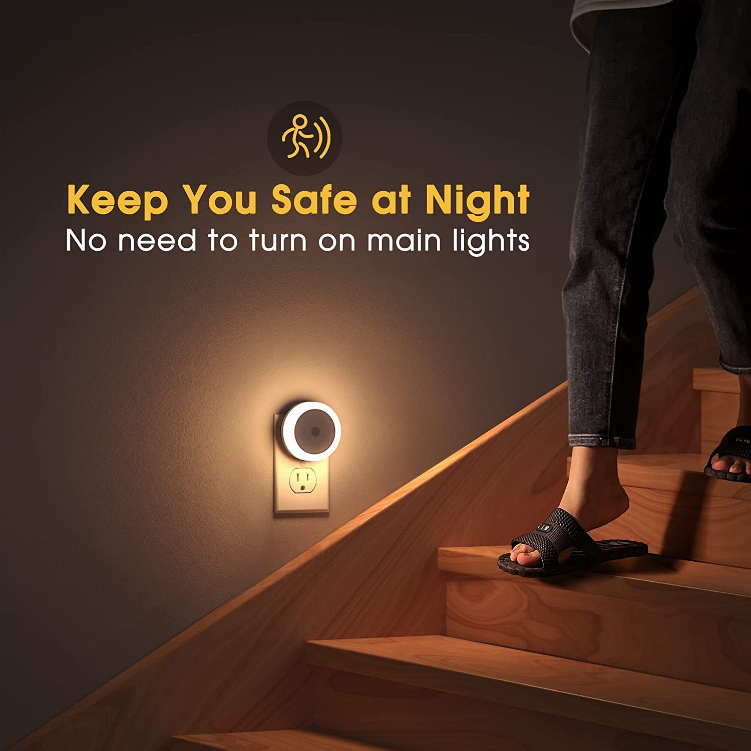 Briignite LED Night Lights for Children and Home, 4-Pack, Plug-In with Light Sensors, Warm White Illumination for Kids' Rooms, Bathrooms, Stairs, and Hallways - thewrightstore