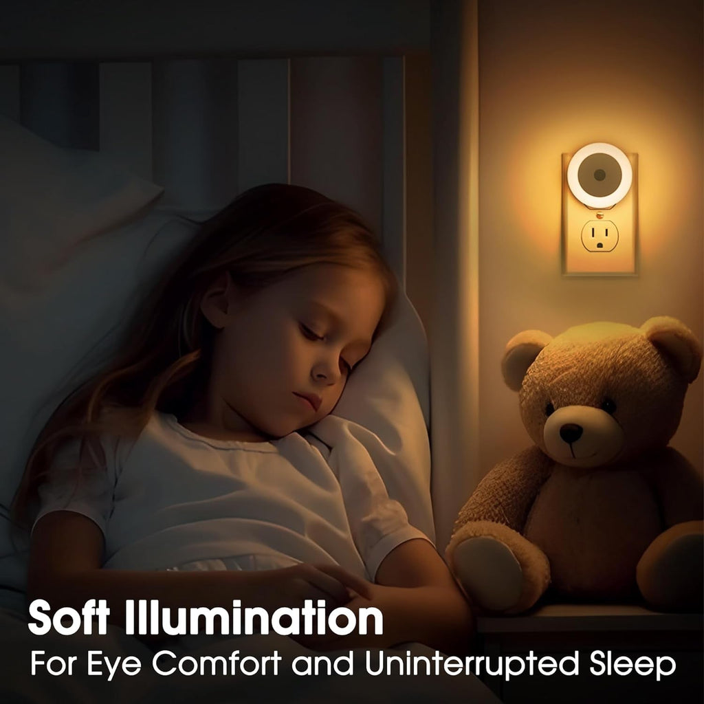 Briignite LED Night Lights for Children and Home, 4-Pack, Plug-In with Light Sensors, Warm White Illumination for Kids' Rooms, Bathrooms, Stairs, and Hallways - thewrightstore