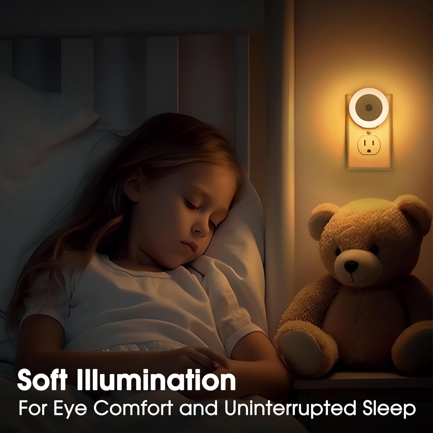 Briignite LED Night Lights for Children and Home, 4-Pack, Plug-In with Light Sensors, Warm White Illumination for Kids' Rooms, Bathrooms, Stairs, and Hallways - thewrightstore