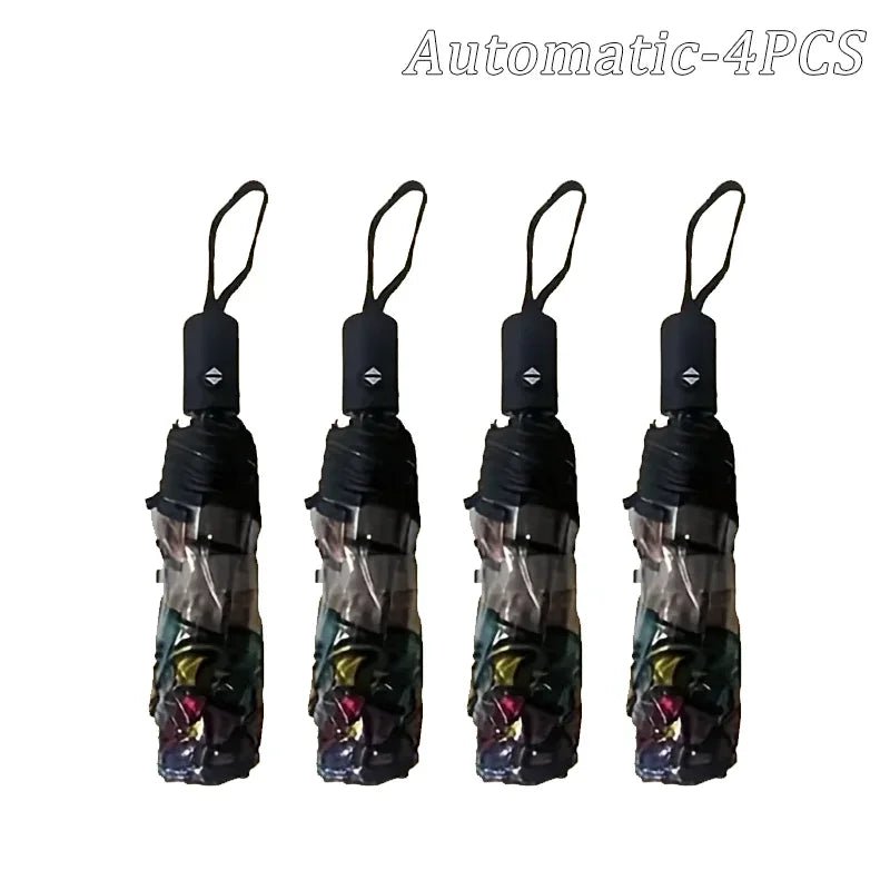 British Wind Rainforest Arch Transparent Umbrella Stained Glass Transparent Umbrella Long Handle Automatic Large Romantic