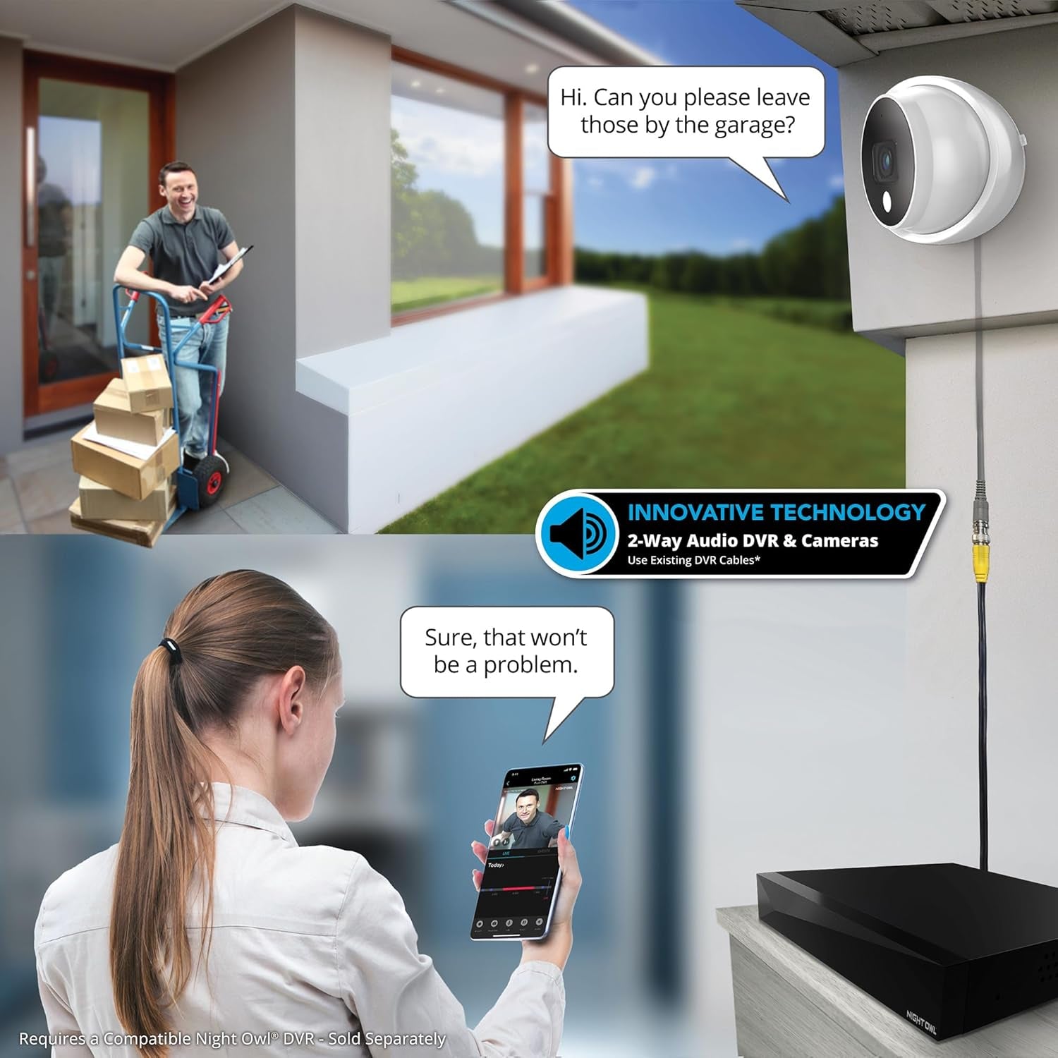 Night Owl 4-Pack Wired 4K HD Indoor/Outdoor Dome Cameras with 2-Way Audio for Enhanced Security