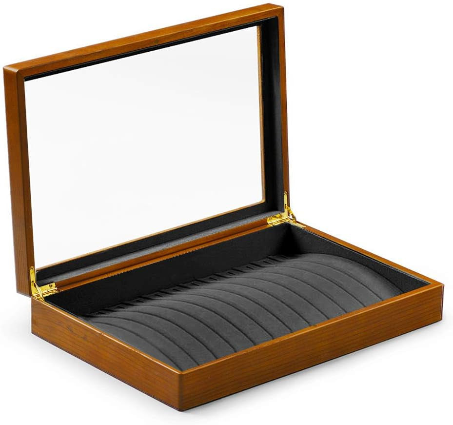 Oirlv Premium Solid Wood Jewelry Organizer Box with 13 Lattice Display Compartments for Necklaces, Bracelets, and Pendants