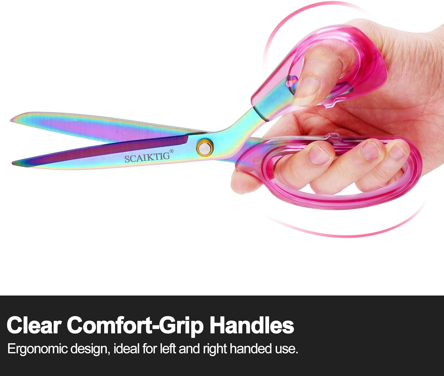 SCAIKTIG Heavy-Duty Acrylic Scissors Set with Comfort-Grip Handles and Titanium Coated Blades - Versatile Pink Office Scissors for Sewing, Art, Crafts, and Home Use