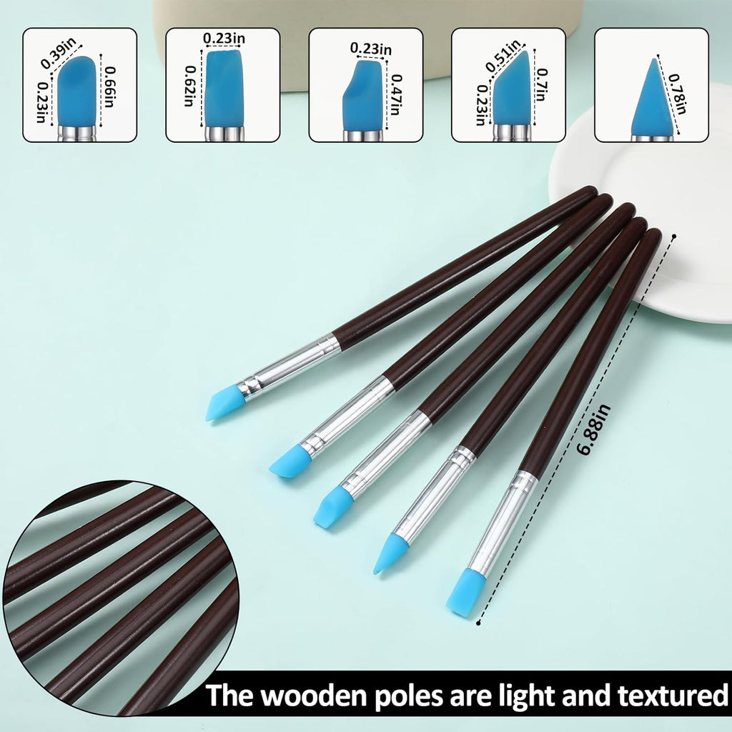 15-Piece Professional Silicone Sculpting Tool Set for Pottery and Clay Modeling