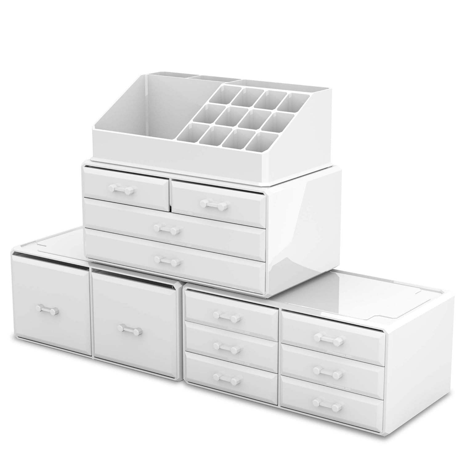 Readaeer White Makeup Cosmetic Organizer with 12 Drawer Storage System