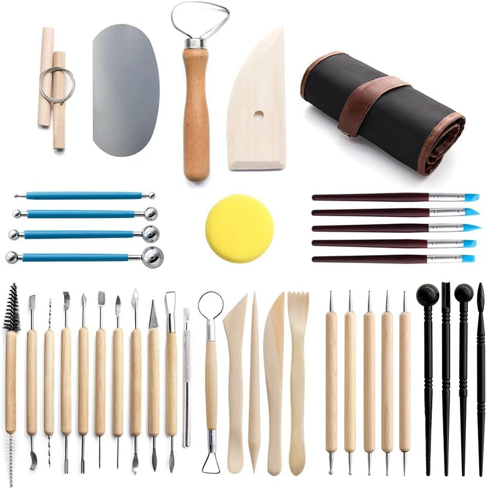 40-Piece Professional Pottery and Sculpting Tool Set for Clay Modeling and Carving
