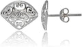 Sterling Silver Vintage Filigree Triangle Fan Stud Earrings