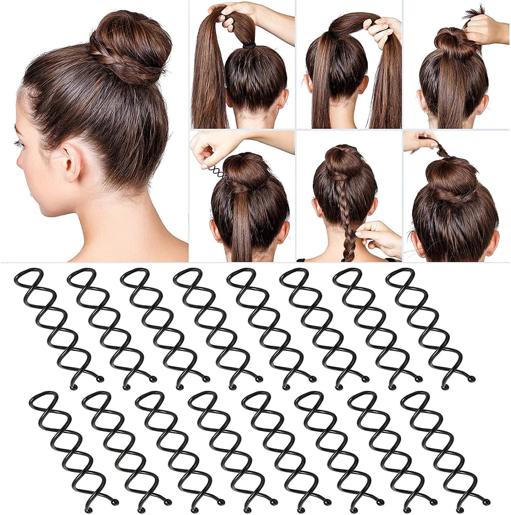 Casewin 20Pcs Spiral Hair Pins, Rotating Pin Non - Scratch round Tips, Twist Screw Hair Pin for Women Bun Hair Style DIY, Spiral Bobby Pins Black - thewrightstore