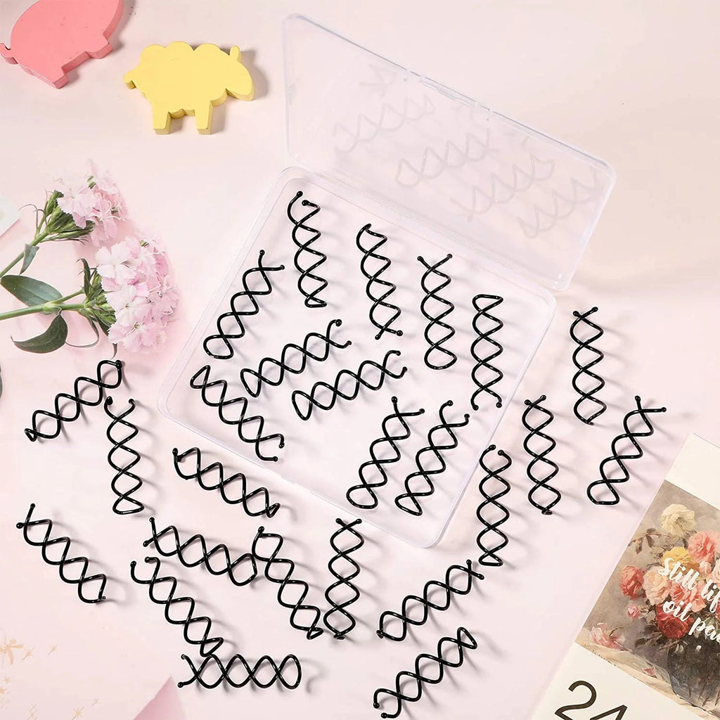 Casewin 20Pcs Spiral Hair Pins, Rotating Pin Non - Scratch round Tips, Twist Screw Hair Pin for Women Bun Hair Style DIY, Spiral Bobby Pins Black - thewrightstore