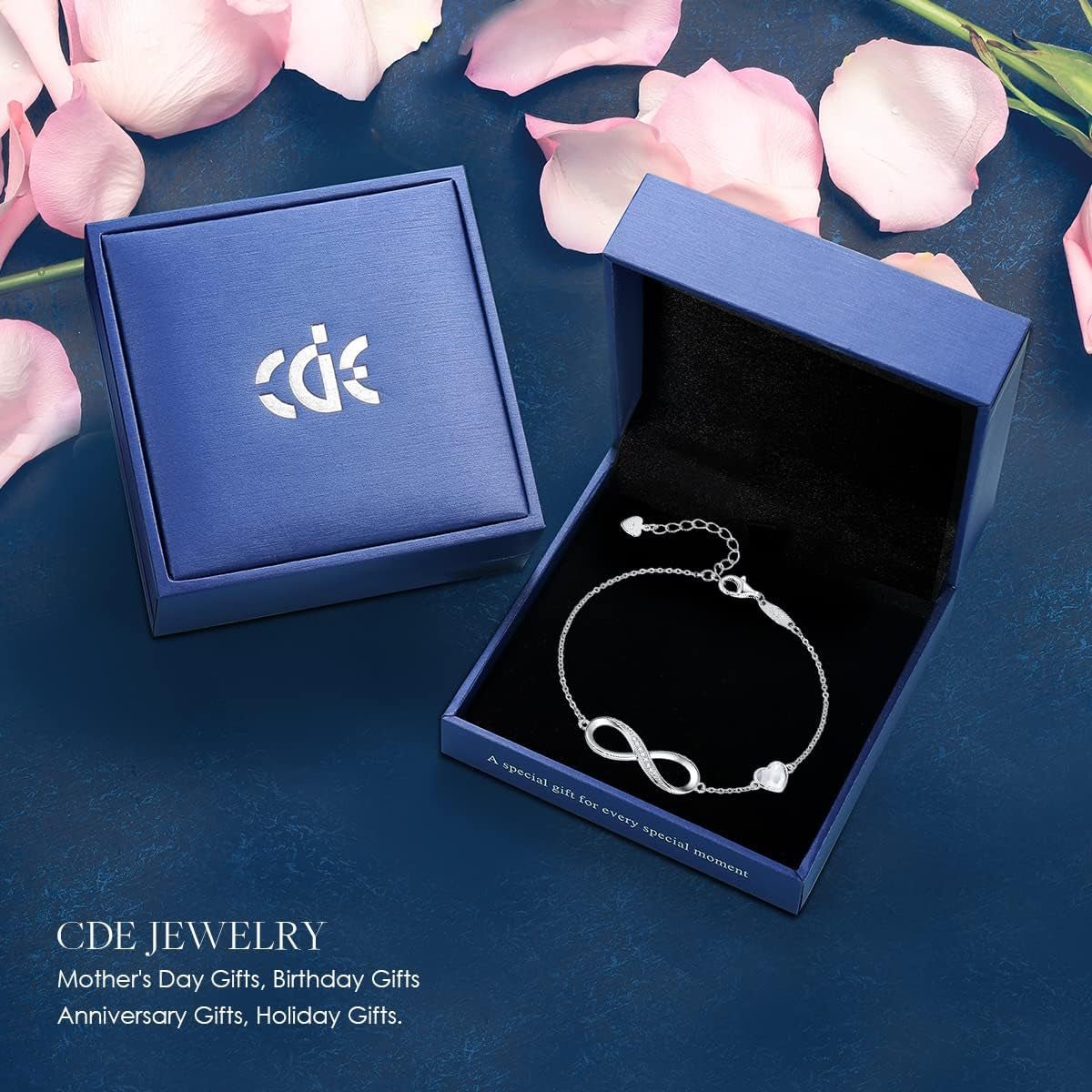 CDE Sterling Silver Adjustable Infinity Heart Birthstone Charm Bracelet - Elegant Gift for Mother's Day, Valentine's Day, Christmas, Anniversaries, and Birthdays for Her - thewrightstore