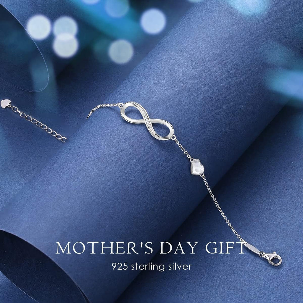 CDE Sterling Silver Adjustable Infinity Heart Birthstone Charm Bracelet - Elegant Gift for Mother's Day, Valentine's Day, Christmas, Anniversaries, and Birthdays for Her - thewrightstore
