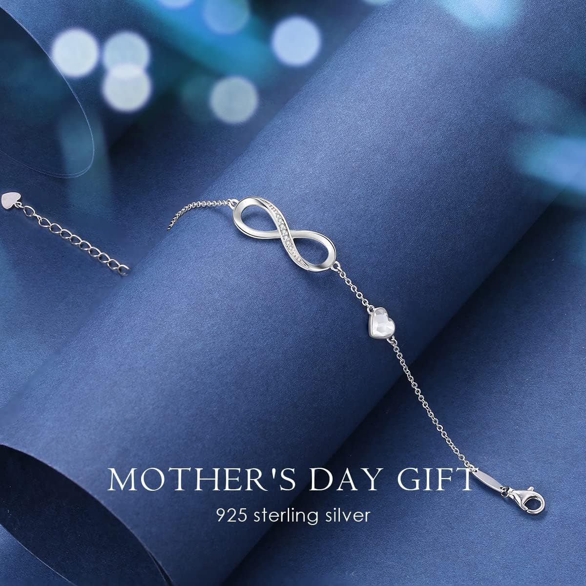 CDE Sterling Silver Adjustable Infinity Heart Birthstone Charm Bracelet - Elegant Gift for Mother's Day, Valentine's Day, Christmas, Anniversaries, and Birthdays for Her - thewrightstore