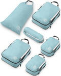 Compression Packing Cubes for Travel, 6 - Piece Lightweight Packing Cubes Set for Carry - On Luggage & Backpacks – (Dusty Teal/White) - thewrightstore