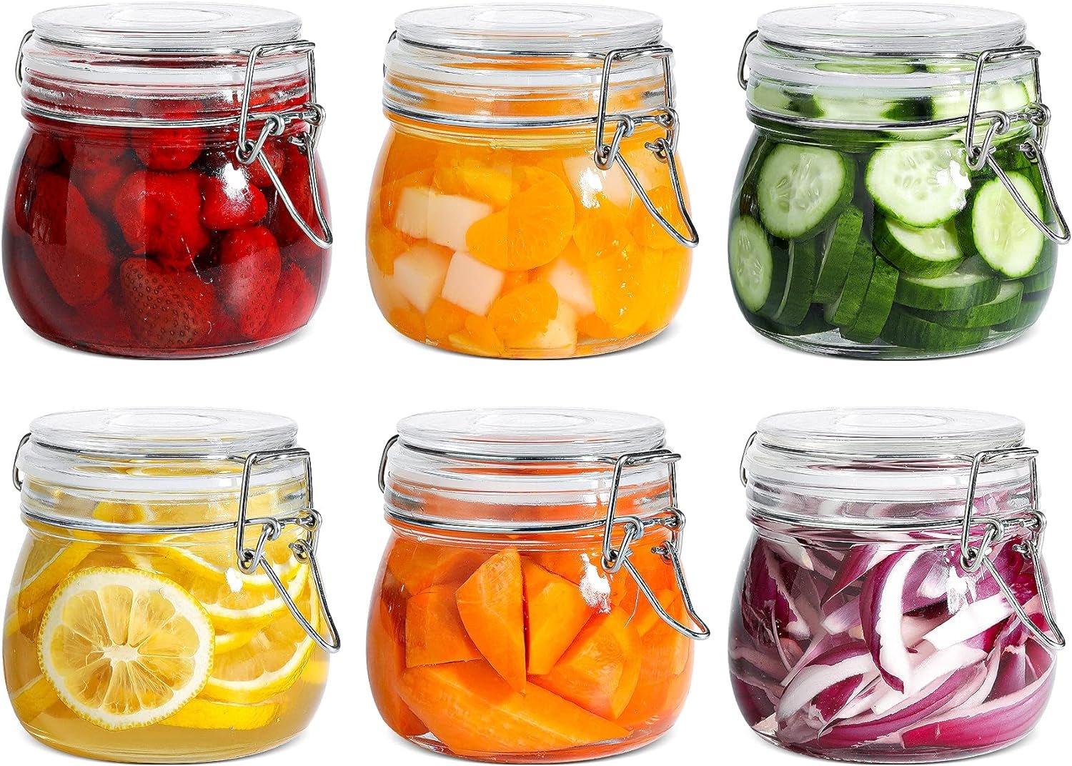 Comsaf 6-Pack 17oz Short Glass Jars - Airtight Food Canisters for Spices, Nuts, and Snacks - Pint-Sized Canning Jar Set for Jams, Pickles, and Pantry Organization - thewrightstore