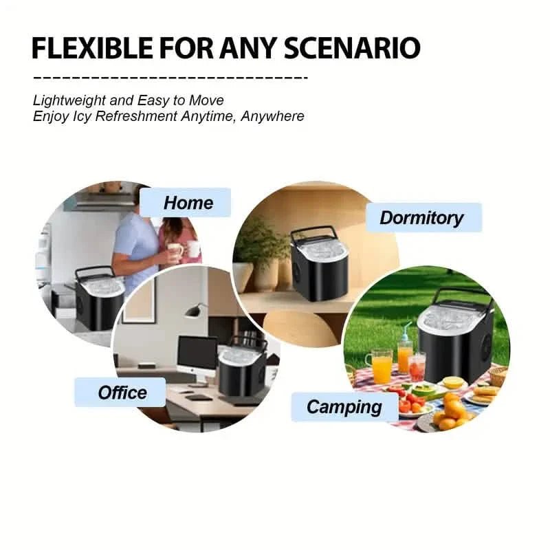 Countertop Portable Ice Maker – 26lb/24h, 9 Cubes/6min, Black - thewrightstore