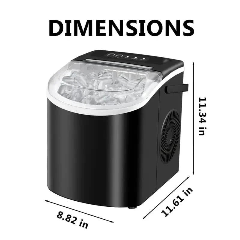 Countertop Portable Ice Maker – 26lb/24h, 9 Cubes/6min, Black - thewrightstore