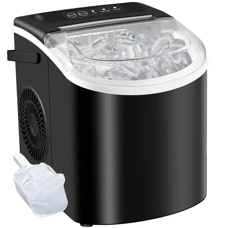 Countertop Portable Ice Maker – 26lb/24h, 9 Cubes/6min, Black - thewrightstore